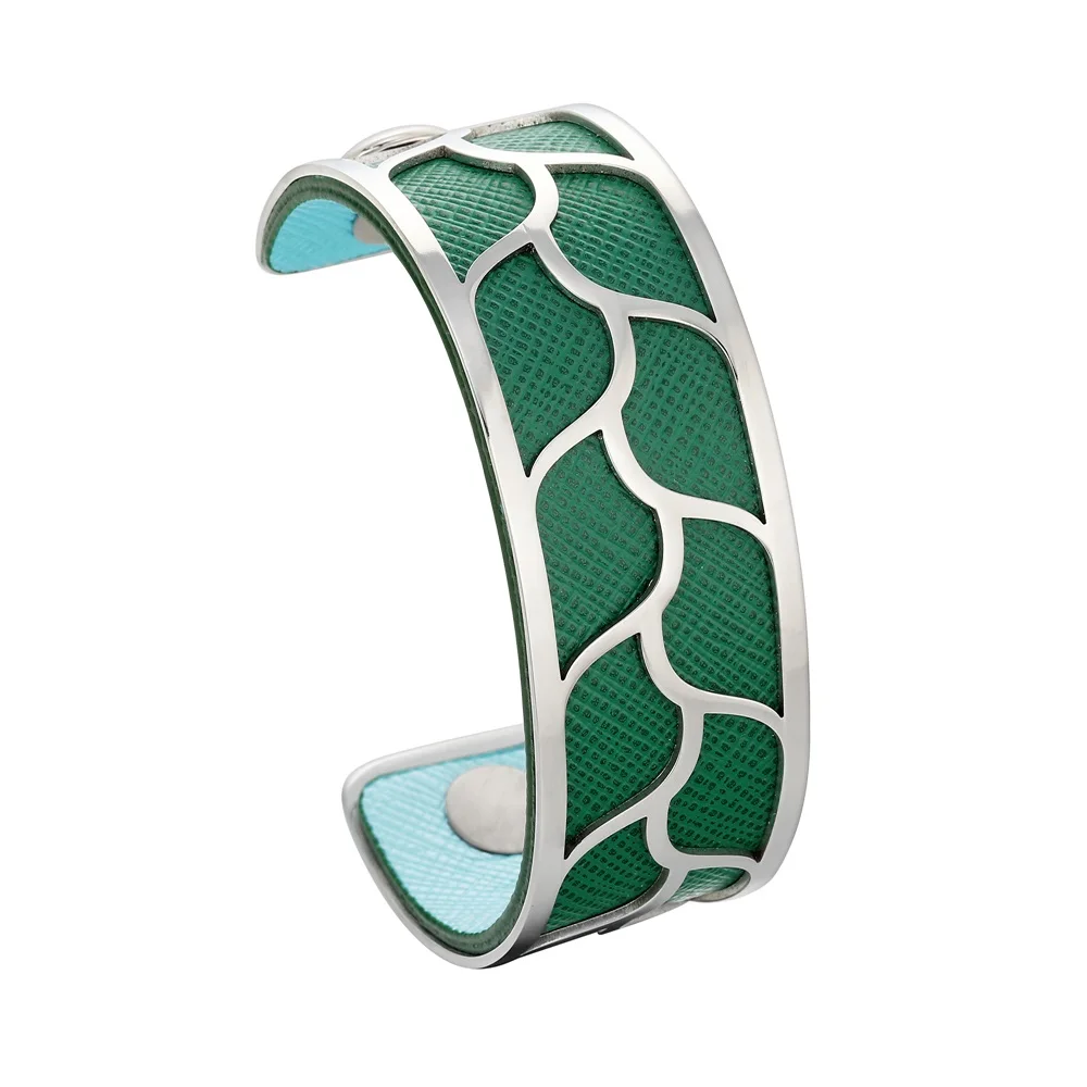 green and blue Legenstar, браслет, маншетт, жоржет, браслет, bijoux acier, неоксидный, femme, лист, pulseira, двусторонний кожаный ремешок, сделай сам, ювелирное изделие - Окраска металла: green and blue