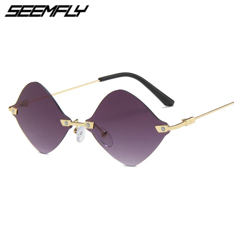 

Очки солнцезащитные Seemfly для мужчин и женщин, Модные Винтажные Роскошные солнечные очки без оправы, с линзами с алмазной огранкой и защитой ...