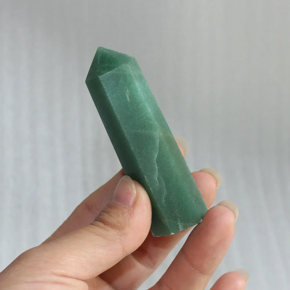 

1PC Natural Aventurine Stone Crystal Point Treatment Healing Energy Mineral Reiki Crafts Decor Ornaments for Home Room Hexagonal