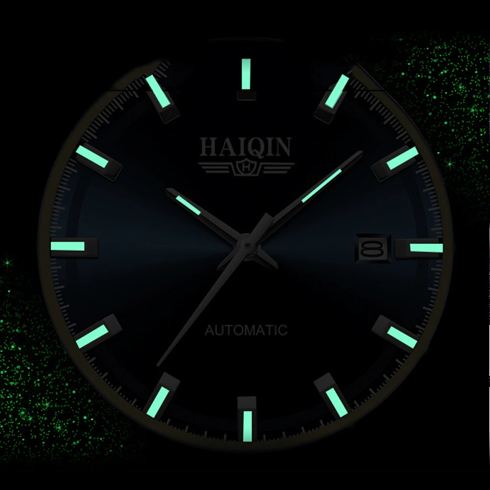 

2020 HAIQIN men's watch luxury automatic watch men's mechanical watch men's business waterproof calendar display Reloj hombres
