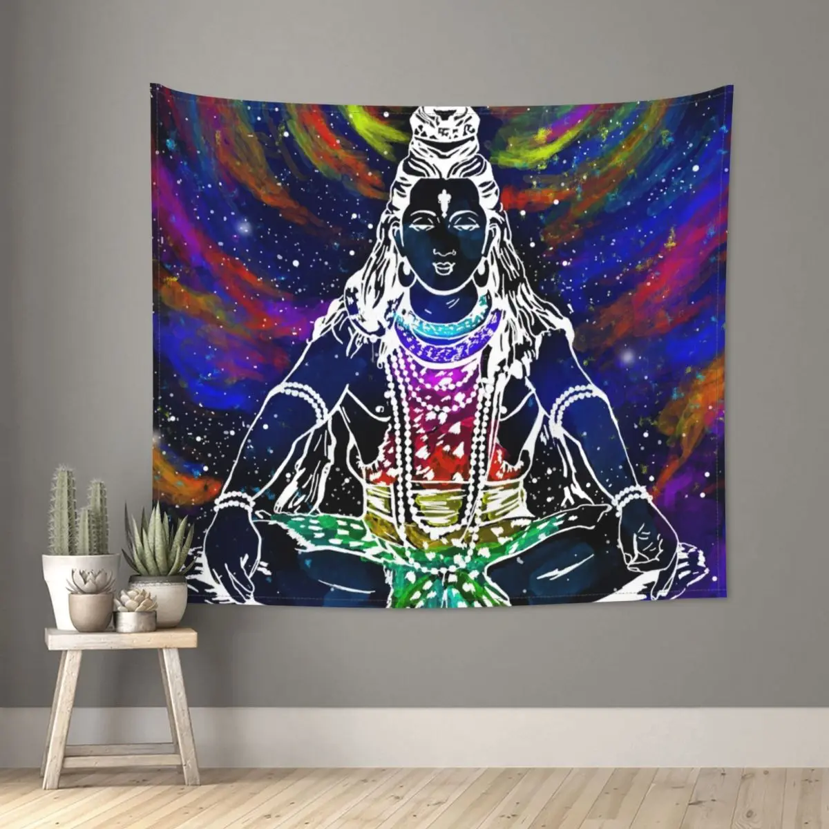 

Shiva, индуистская искусственная настенная подвеска, ткань в стиле хиппи, фантазийное одеяло мандала, Настенный декор 95x73 см