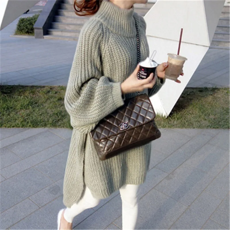 

The New Autumn/Winter 2020 Version Of Women's Loose Knit Wear Pullover Lazy Looses Sweater Long-Sleeved Dress To Keep Out Cold