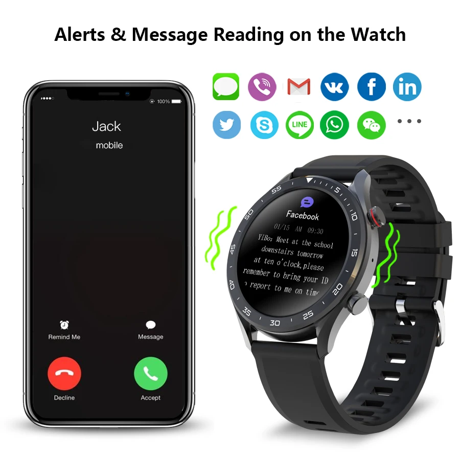 Смарт-часы Bebinca мужские водостойкие Ip68 с круглым сенсорным экраном 