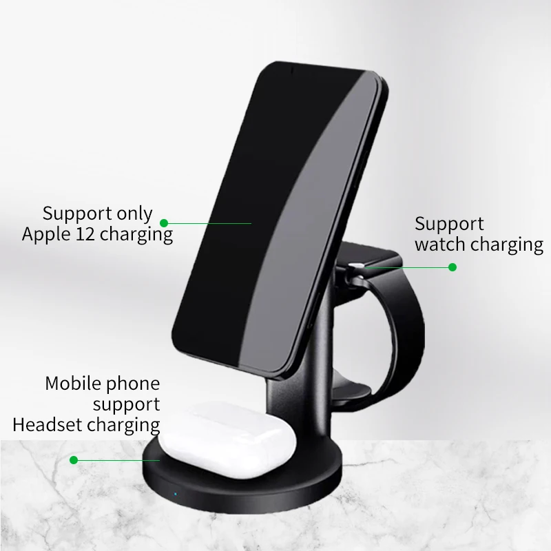 Qi Fast Wireless Charger 3 in 1 15W Charging Dock Station For iPhone 12 11 Pro XS MAX XR X 8 Apple Watch SE 6 5 4 AirPods | Игрушки и