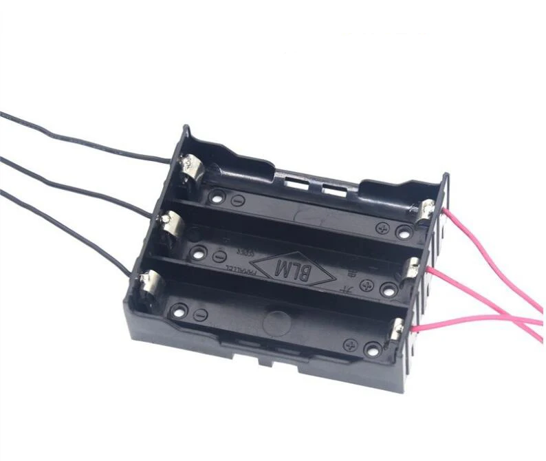 300pcs/lot MasterFire Black Plastic Battery Holder Box For 3 x 18650 With Wire Leads Batteries Storage Case Shell