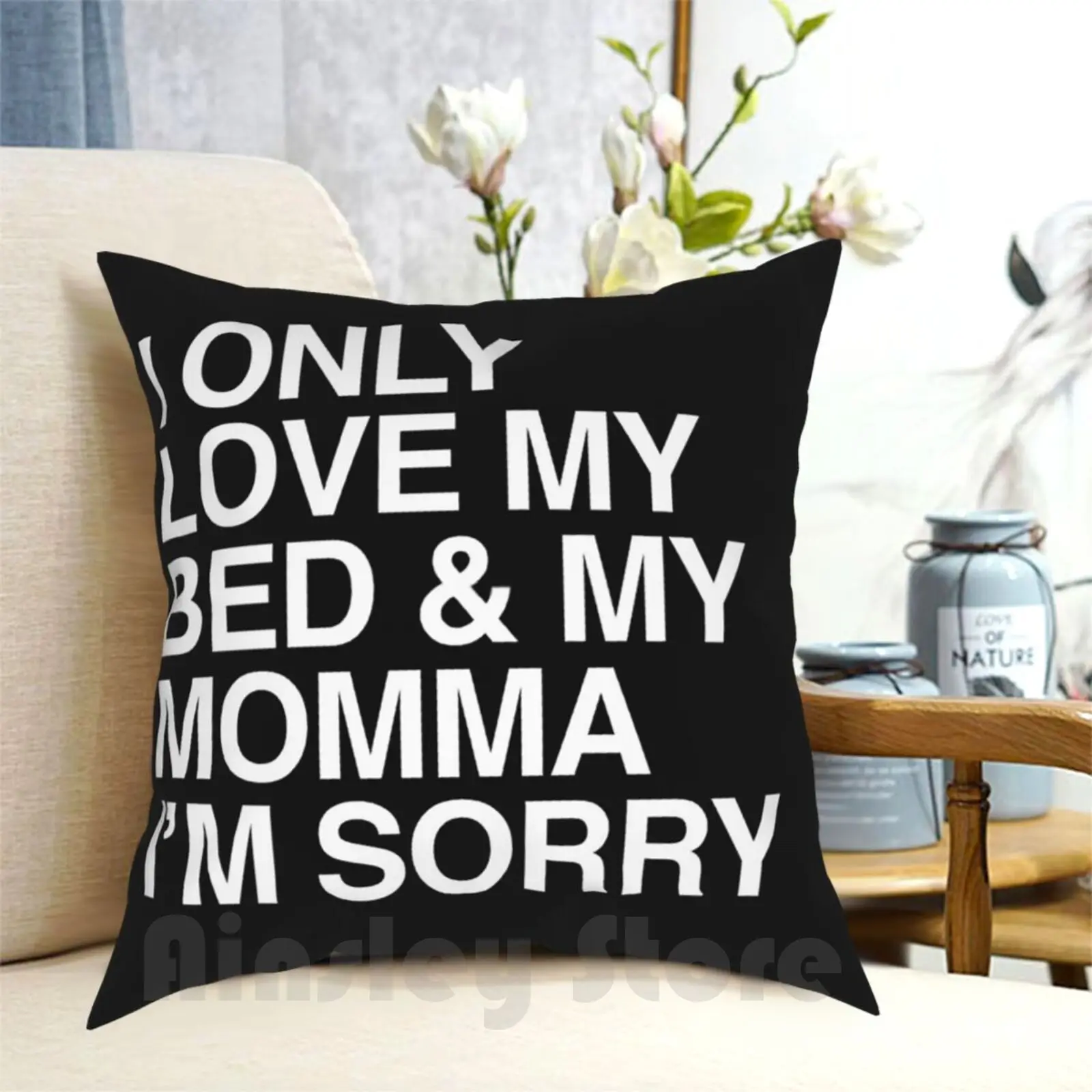 

I Only Love My Bed And My Momma I'M Sorry Pillow Case Printed Home Soft DIY Pillow cover Drake Kanye Lyrics Music Song