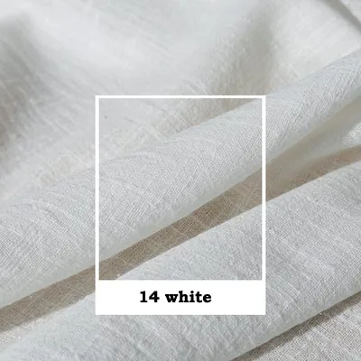 14 white Художественный Ретро Slub креп хлопок/лен белый желтый оранжевый кофе темно серый красный мягкая ткань для ручной работы летнее платье Блузка - Цвет: 14 white