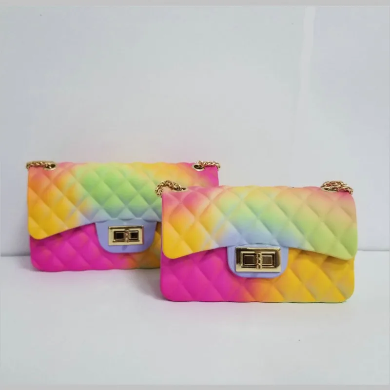 FEMALE HAND BAG COLOR FROSTED SHOULDER JELLY BAG RHOMBUS WOMEN FASHION CHAIN LUXURY DESIGNER HANDBAG