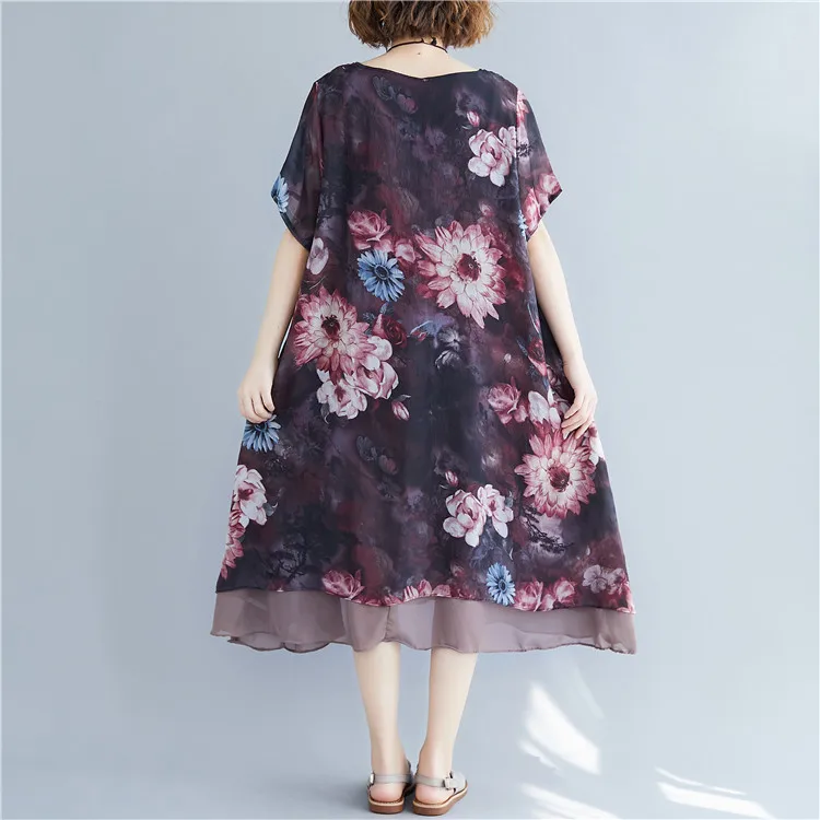 

COIGARSAM Chiffon Women dress Loose Dresses 2314