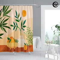 fashion shower curtain nordic flat color landscape painting bathroom bathtub curtain waterproof