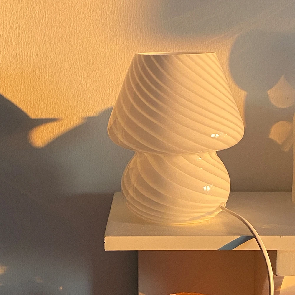 

Striped Glass Mushroom Lamp USB Operated 3 Light Dimmable Home Bedside Light Kids Gift Holiday Party Decoration