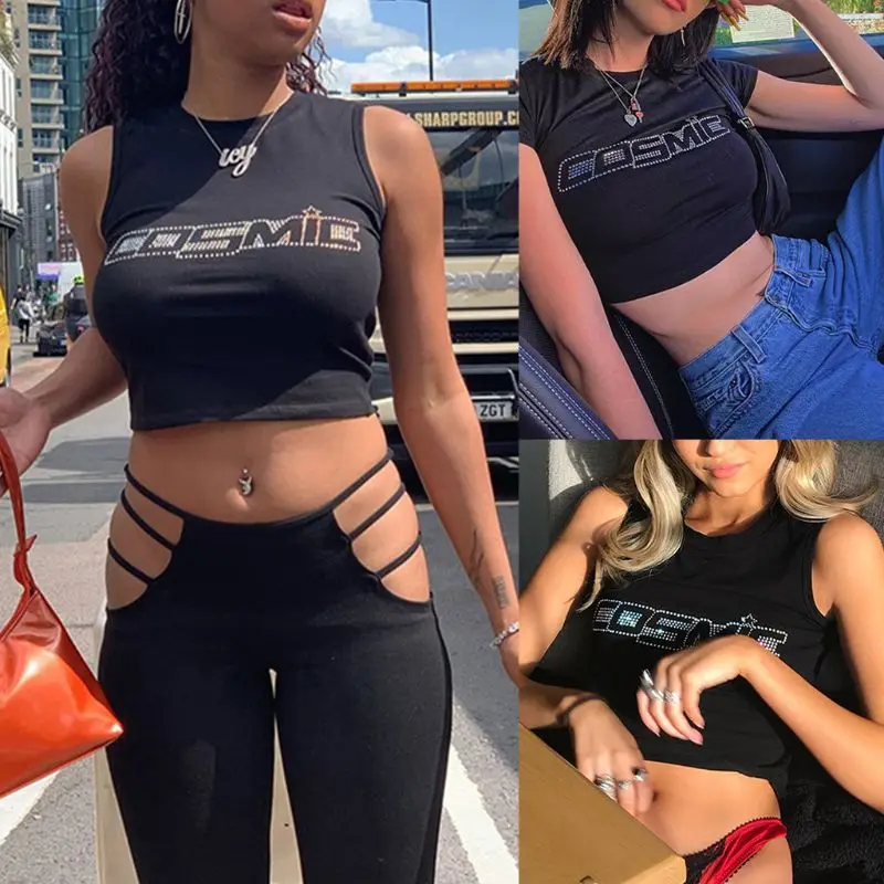 Женский летний короткий рукав/короткий топ без рукавов горячая Распродажа