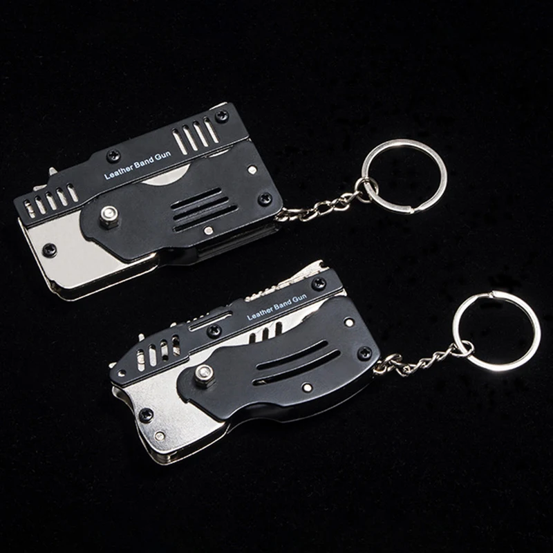Mini Folding Stainless steel Rubber Band Launcher Gun Hand Pistol Guns Shooting Toy Gifts Boys Outdoor Fun Sports For Kids | Игрушки и