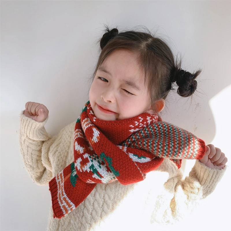 

Lovely Cotton Knitted Kids Scarf Solid Winter Warm Scarves Children Baby Boy Girl