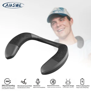 aikswe neck bluetooth speaker wearable wireless bass surround stereo sound hands free with microphone outdoor sports speaker free global shipping