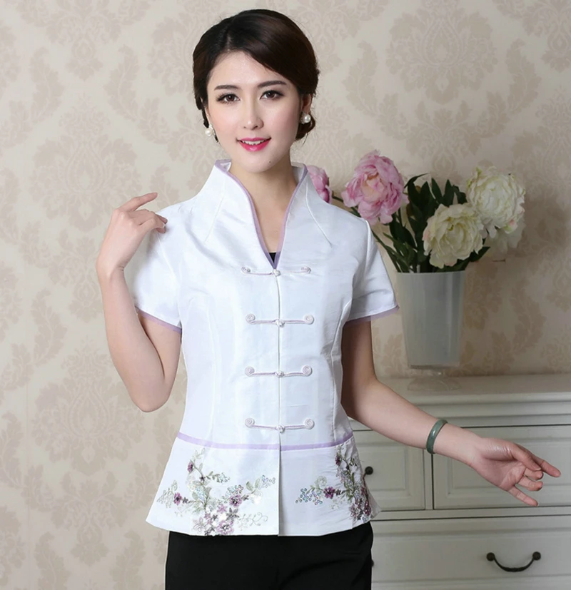 Китайские топы женская одежда модные модифицированные Топы Cheongsam рубашка Tang