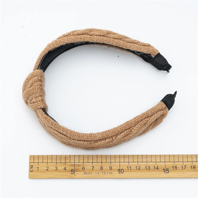 

1PC Middle Knotted Hair Hoop Wide Brimmed Head Hoop Winter Knitted Headband Woolen Knitting Solid Color Fashion Hairband