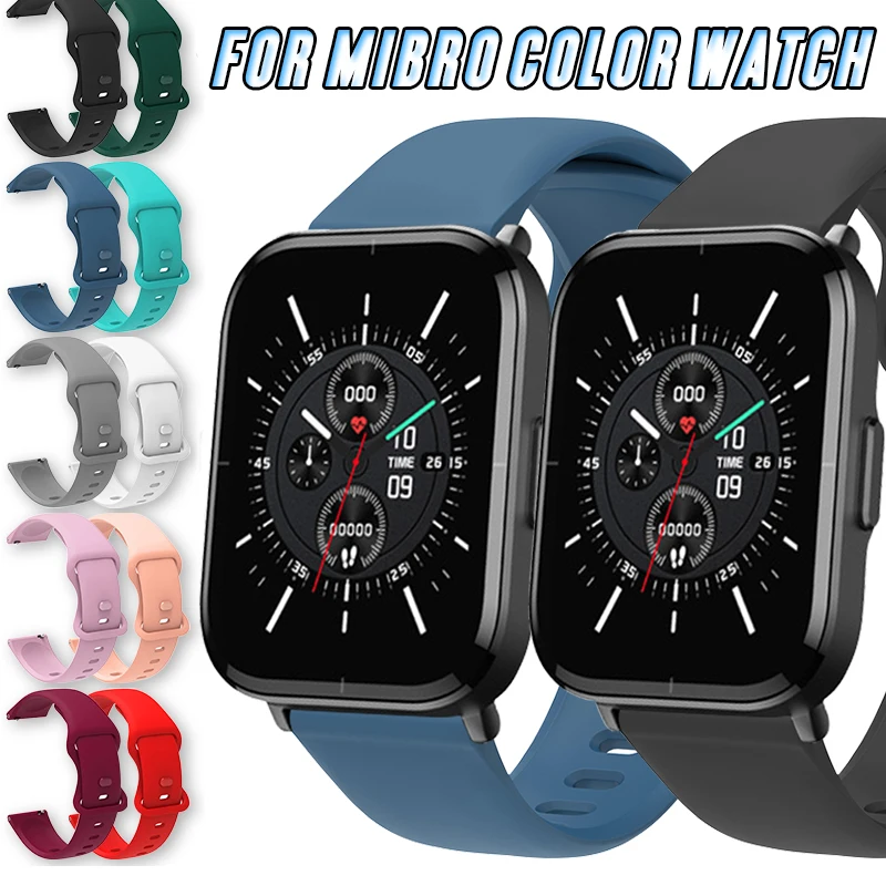 

For Mibro Color Watch 20mm Silicone Strap Smartwatch Replacement Watchband One Button Quick Release Sport Bracelet Accessories