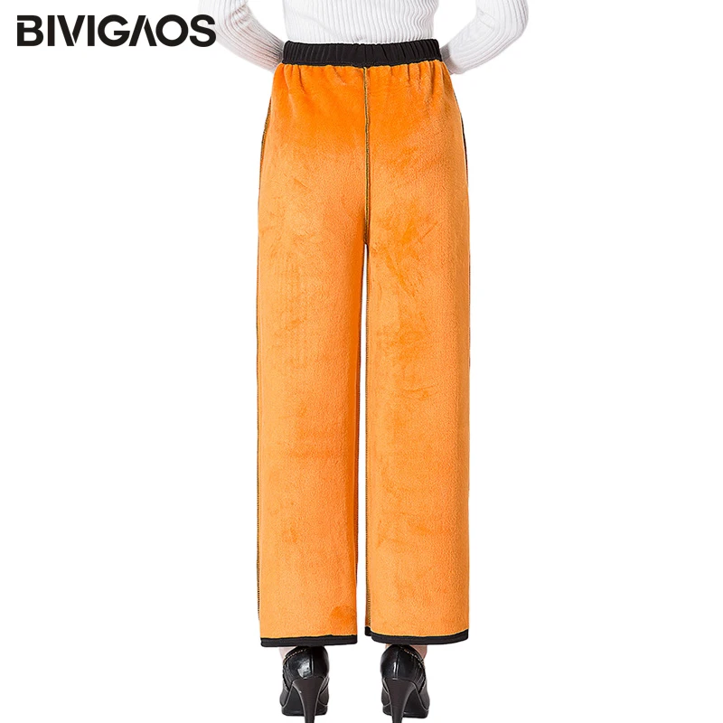 BIVIGAOS 2019 Стиль досуга осень зима удобные женские теплые брюки среднего возраста
