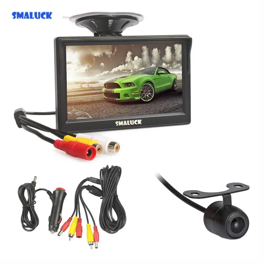 Проводной 5-дюймовый ЖК-дисплей SMALUCK автомобильный монитор заднего вида + камера