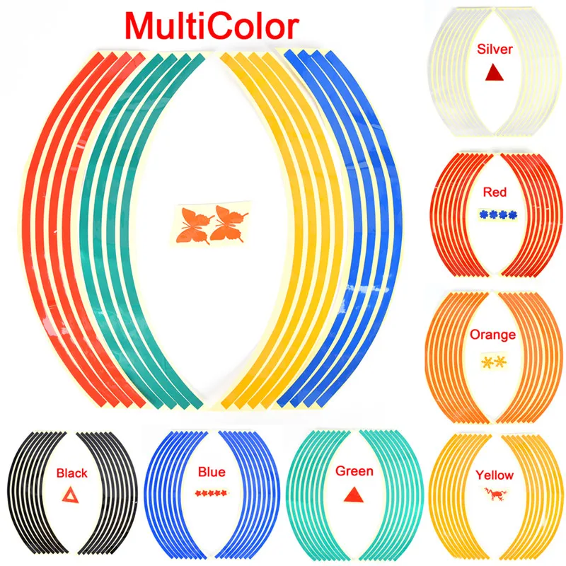 16 Pcs Bike Car Motorcycle Wheel Tire Reflective Rim Stickers And Decals Decoration | Автомобили и мотоциклы