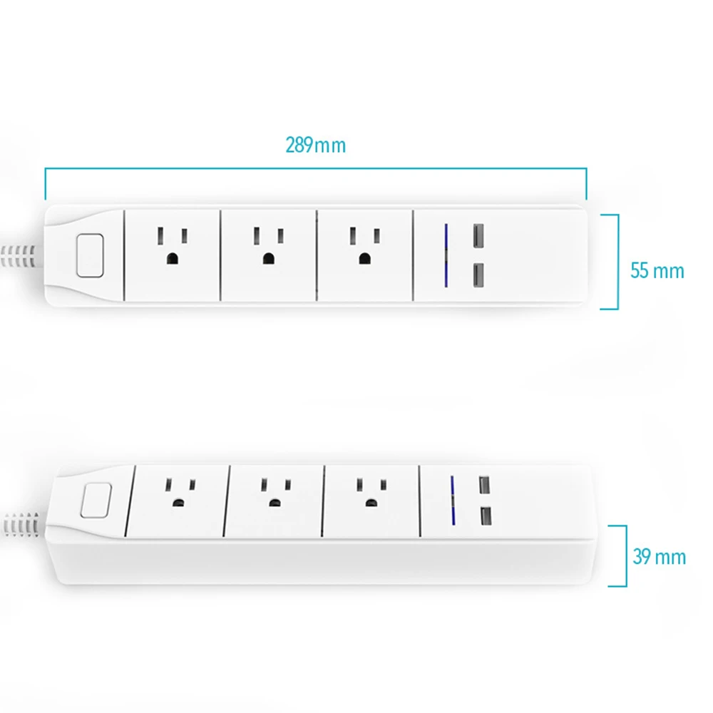 Умный Wifi сетевой фильтр 2 usb порта 3 по отдельности розетка совместима с Alexa Google Home/Assistant