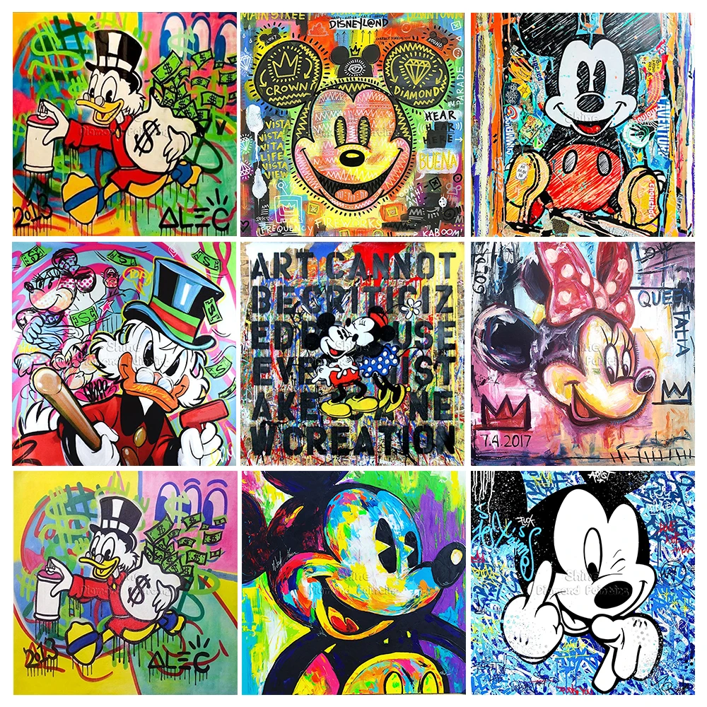 Pintura de diamantes de dibujos animados, Mickey Mouse, Disney, cuadrado, redondo, 5D, bordado artesanal, mosaico de paisaje, imagen de diamantes de imitación, decoración del hogar
