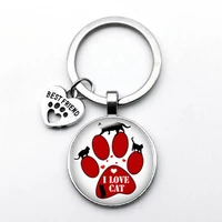 very cute pet cat cat paw footprint pattern keychain best friend pendant keychain favorite cat fashion jewelry gift