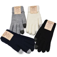 22 colors cashmere winter thermal gloves women men touch screen male mittens thicken warm wool knitted solid men business gloves
