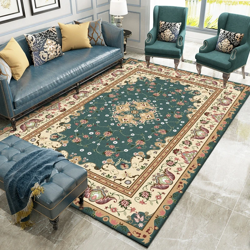 

European Style Living Room Area Rugs Elegant Flowers Print Bedroom Bedside Carpet Kitchen Bathroom Hallway Non-Slip Floor Mats