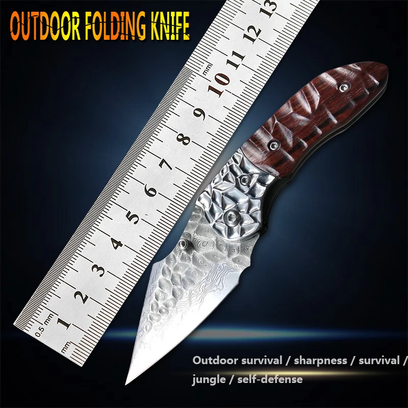 

Damascus steel blade folding knife tactical knife outdoor self-defense fixed knife edc hunting survival camping fruit knife