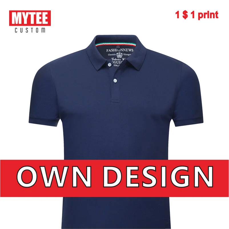 Рубашка-поло MYTEEpolo Мужская однотонная Модный логотип на заказ индивидуальная