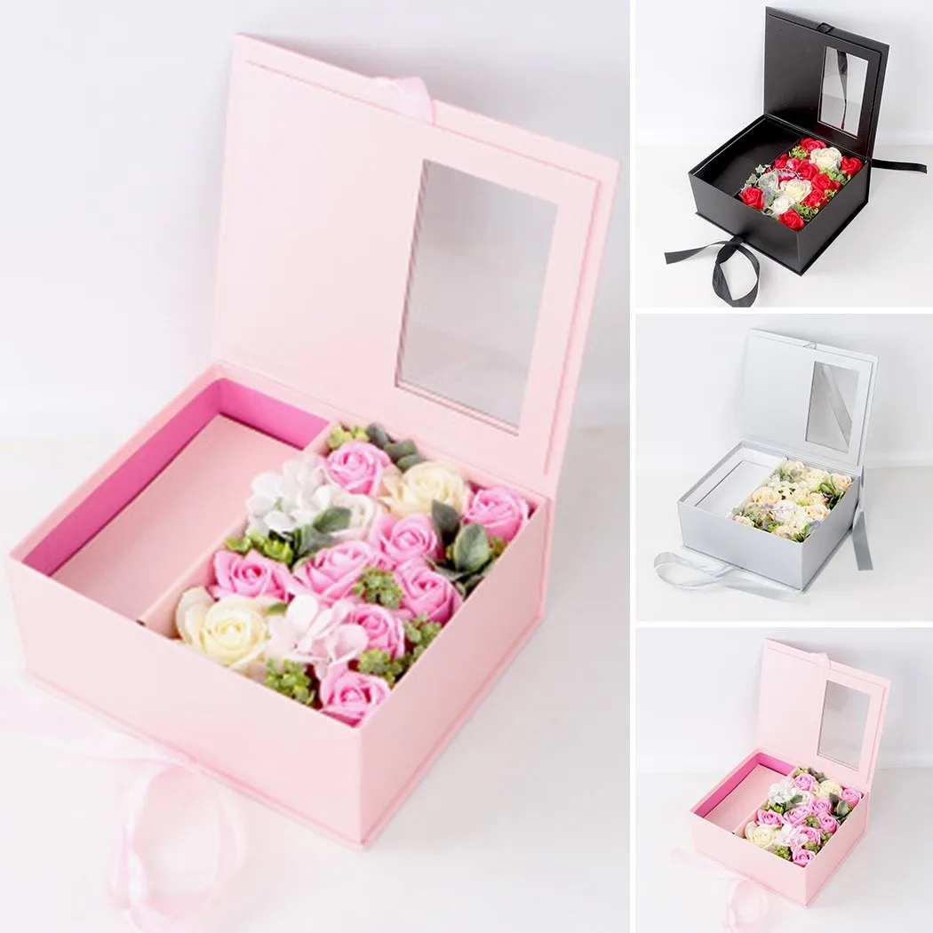 

Square Romantic Soap Gift Box For Girlfriend Artificial Soap Flower Gift Box Simulation Valentine's Day Birthday Gift Decoration