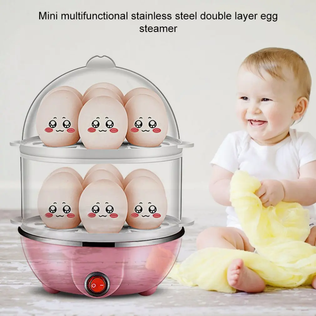 Multi-function Double-layer Steamer Home Automatic Egg Cooker Mini Breakfast Machine Stainless Steel | Дом и сад