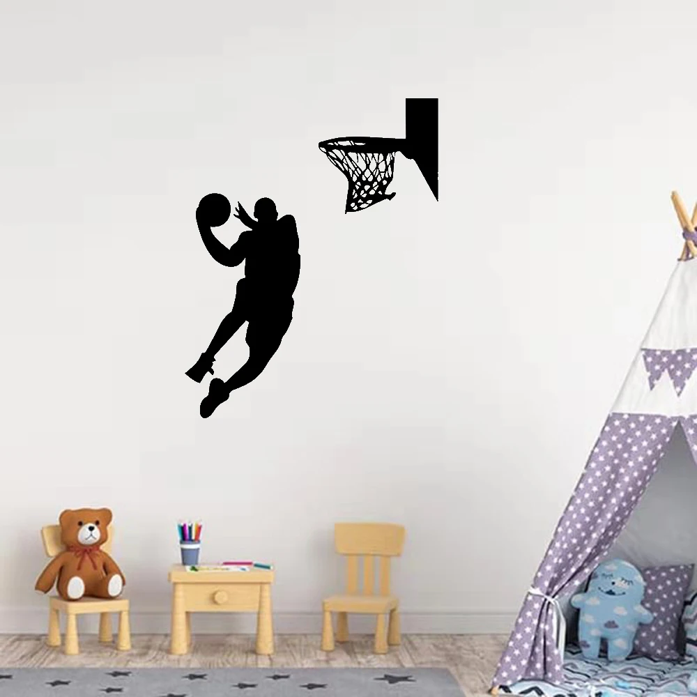 

Basketball Player Wall Stickers Boys Bedroom Living Room Sofa Decorative Vinyl Removable Self Adhesive Wallpaper