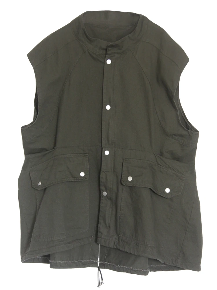 

Fashion Tide New Autumn And Winter Fashion Women Clothes Sleeveless Loose VEST Coat Buttons Army Green Solider Clothes WJ31517