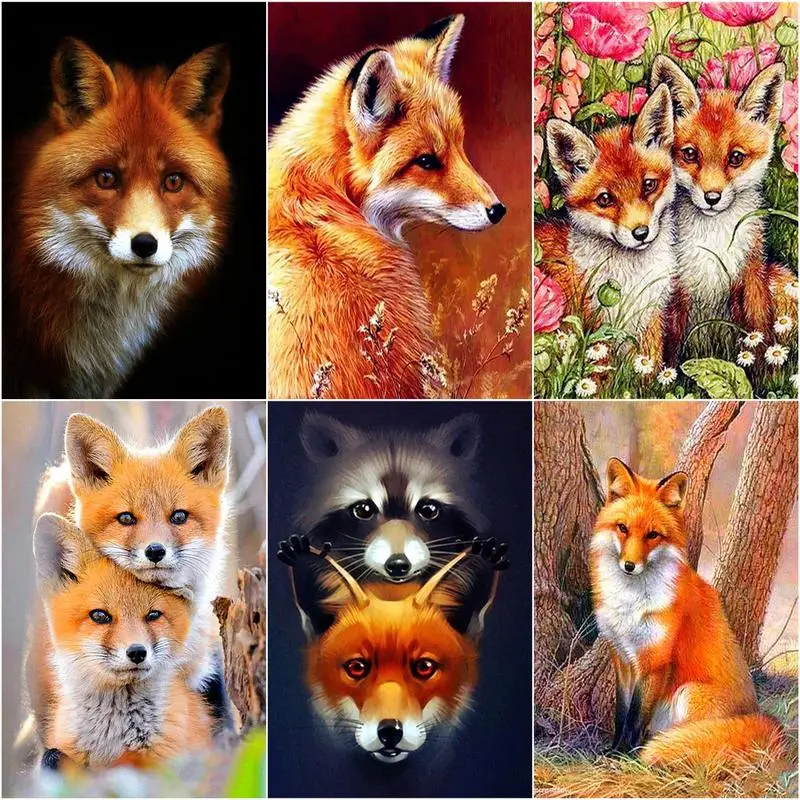 

GATYZTORY 5D DIY Diamond Painting Fox Diamond Animal Rhinestone Decoration Cross Stitch Embroidery Gift Home Decoration