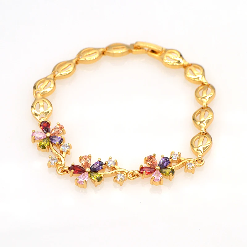 Модные ювелирные изделия золотой цвет разноцветный кубический цирконий милый