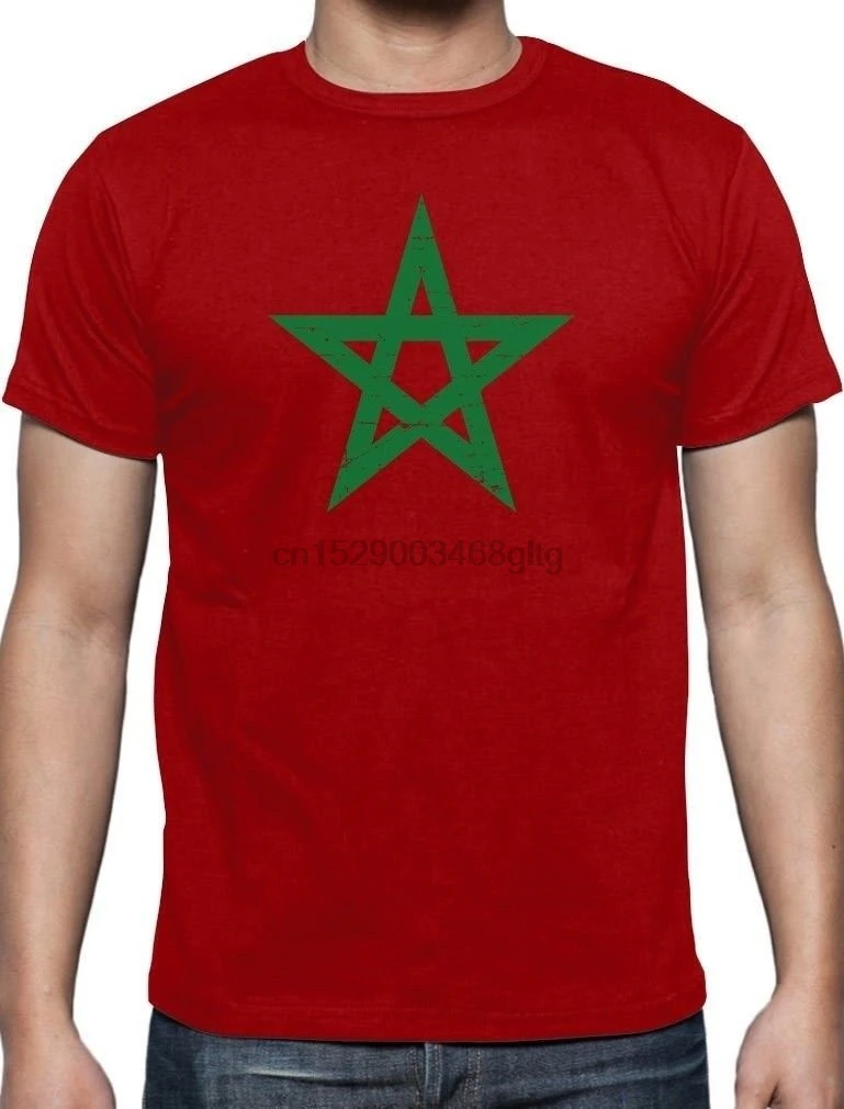 Мужская футболка 2019 модная с принтом чистый хлопок мужской флаг Марокко