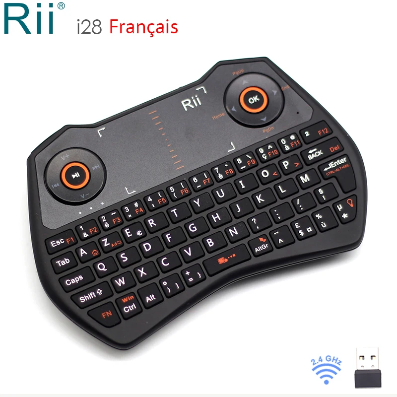 Французская Беспроводная мини клавиатура Rii i28 Backit 2 4 ГГц с сенсорной панелью и