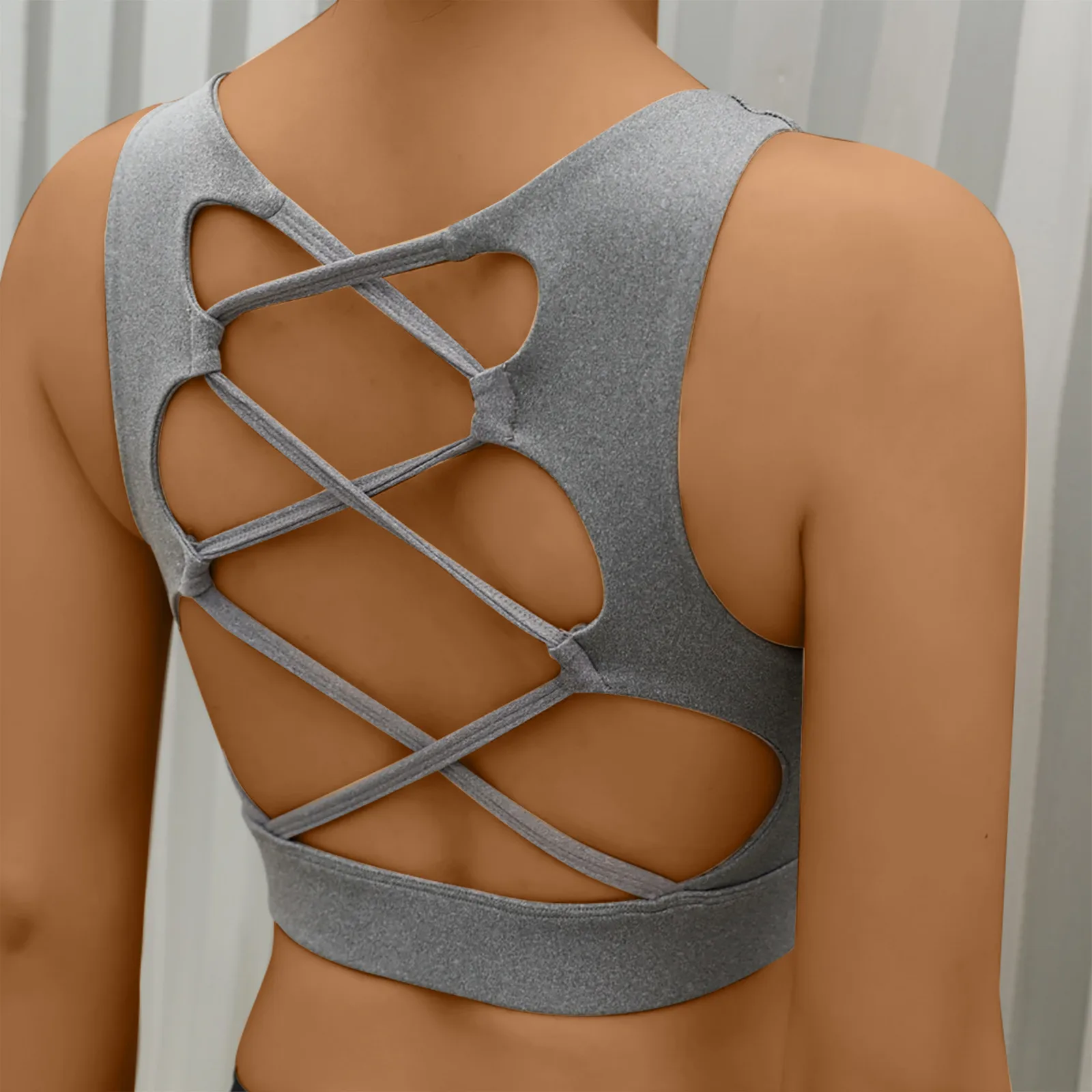 

Women Back Cross Sports Bra Push Up Strappy Sports Bras For Female Sexy Bandage Running Top Wirefree Padded Support Yoga Bra