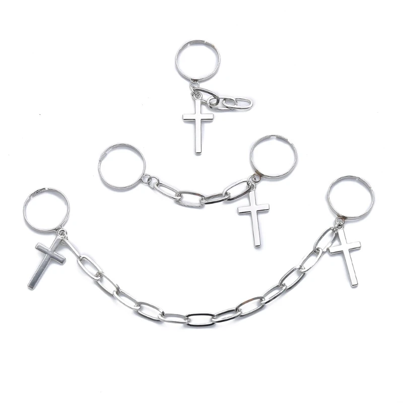 

3 Pcs/Set Punk Cross Knuckle Rings with Link Chain Tassel Finger Ring for Women Men Teens Girls Jewelry
