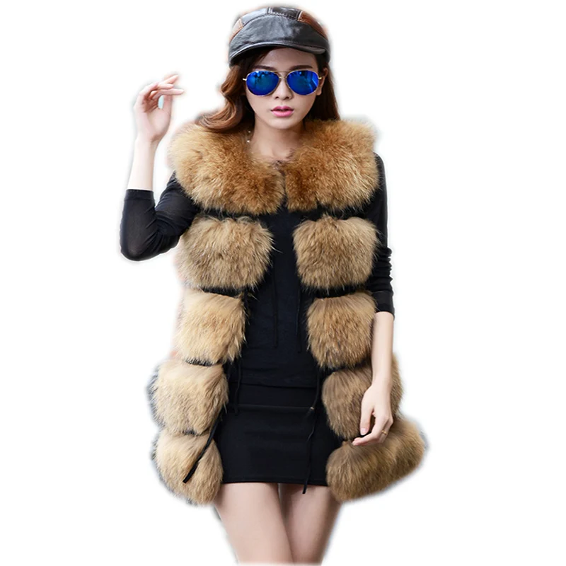 

New Winter Genuine Raccoon Fur Vest Women's Full Pelt Gilet Warm Luxury Natural raccoon dog Fur Waistcoat