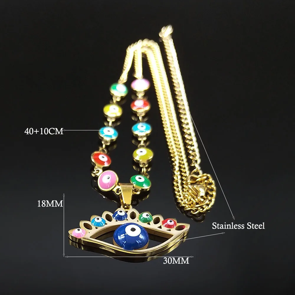 2022 красивое ожерелье-чокер из нержавеющей стали с турецким глазом ожерелье