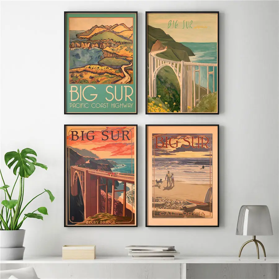 Плакат Калифорния ручная Рисование Сур земля приключений винтажная печать крафт
