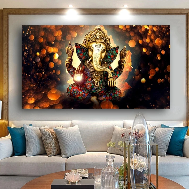 

Indian elephant head god Ganesha HD printable art posters and prints on canvas for living room bedroom decoration