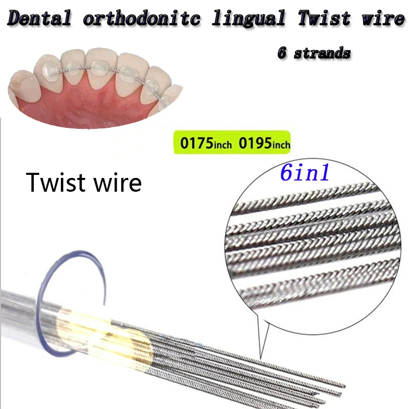 6in1Orthodontic Twisted Arch Wire 35cm  0.0175 0.0195  Stainless Steel  Dental Twist Wire Straight Wire Lingual Retainer Wires