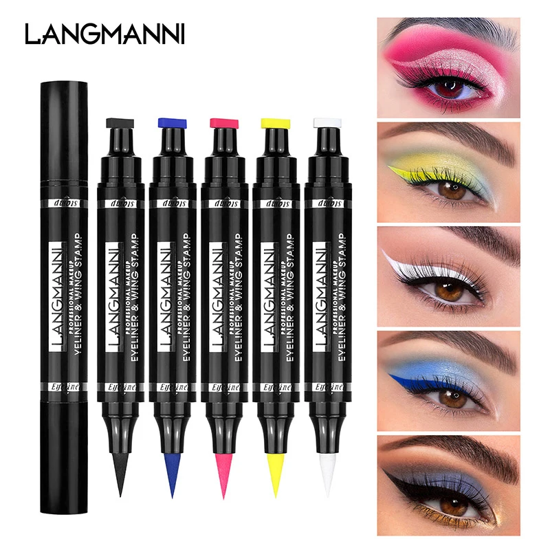 

5 шт./компл. 2In1Colorful Liquid Stamp подводка для глаз стойкая штамп для макияжа Подводка для глаз водостойкая быстросохнущая подводка для глаз красив...
