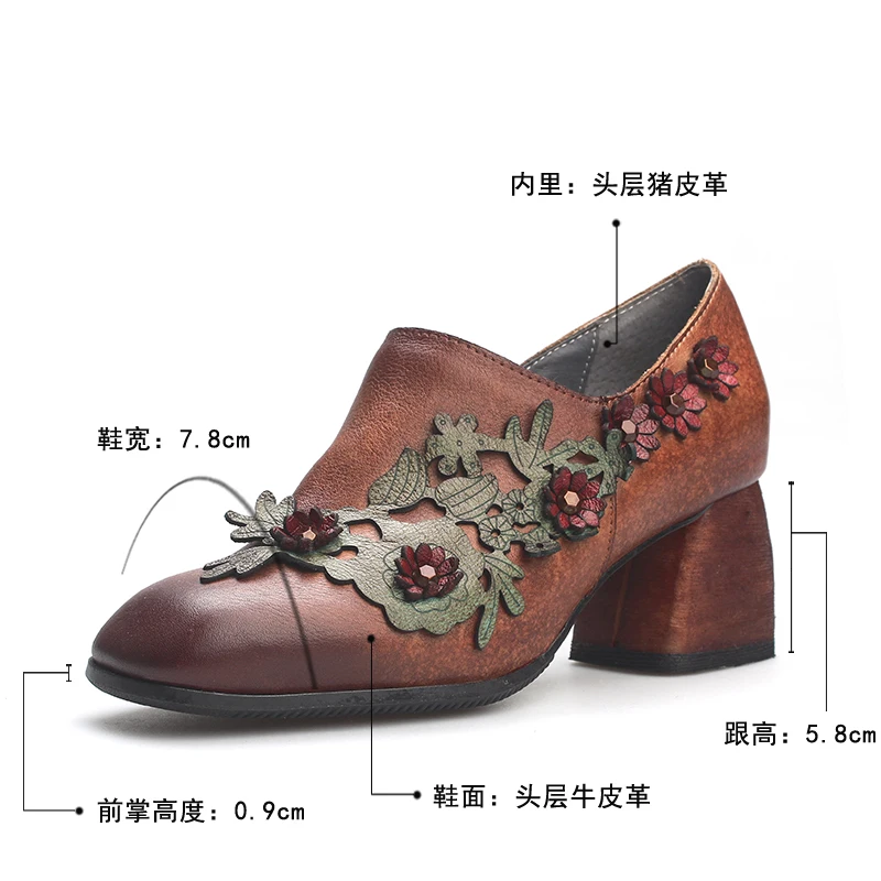 Xiangban/Женская обувь; обувь на высоком каблуке; женские туфли-лодочки из натуральной кожи на каблуке с квадратным носком; большие размеры 34-42