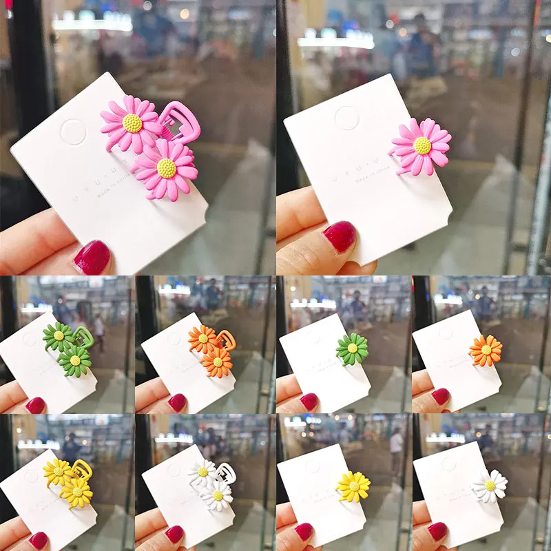 

New Daisy Flower Acrylic Metal Hair Clip For Women Hair Claws Large Small Size Hair Accessories Hairpins Clamps Flower Hot Sale